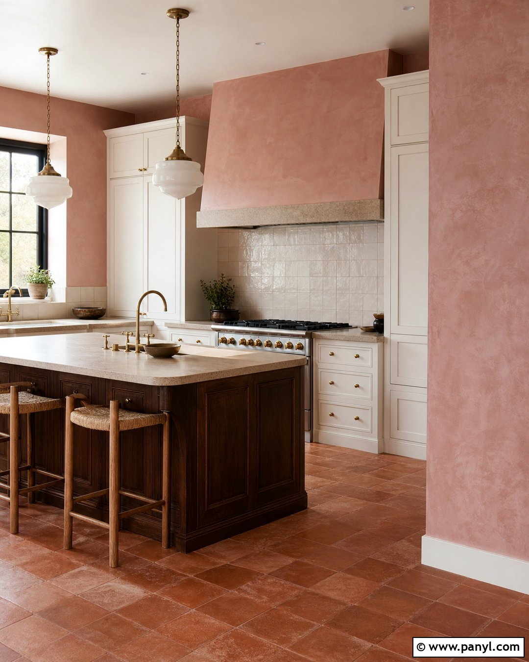 Clay Pink Limewash Kitchen - 25 Limewash Pink Walls