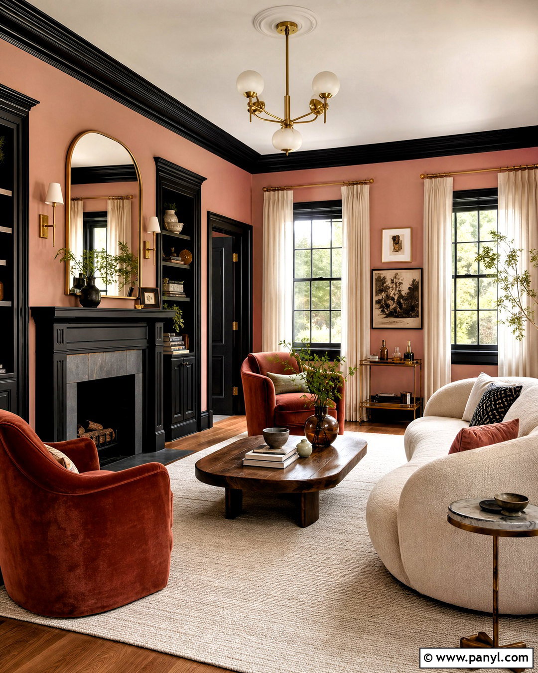 Clay Pink Walls With Black Trim - 20 black trim interior color schemes