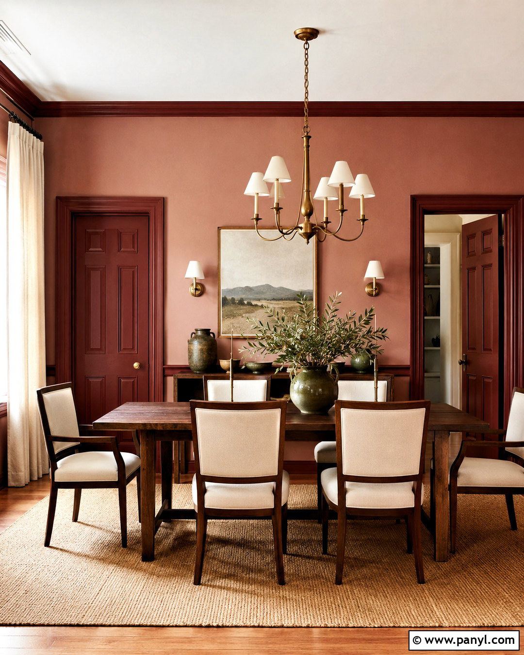 Clay Pink Walls With Red Brown Trim And Doors - 20 Wall Trim And Door Colors