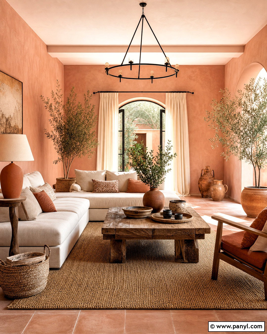 Clay Pink Walls With Terracotta Decor - 20 pink walls living room ideas