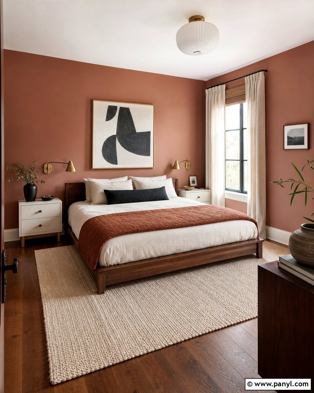 Clay Pink Walls With Walnut Floors - 25 Wall Color Combination With Wooden Floor Ideas