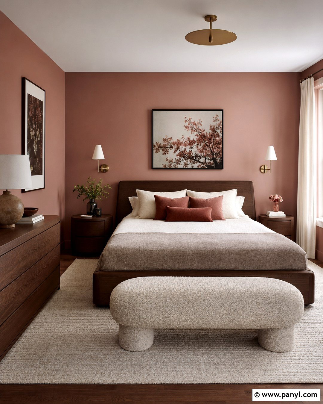 Clay Pink Walls With Walnut Furniture - 20 Best Wall Color For Walnut Furniture Ideas