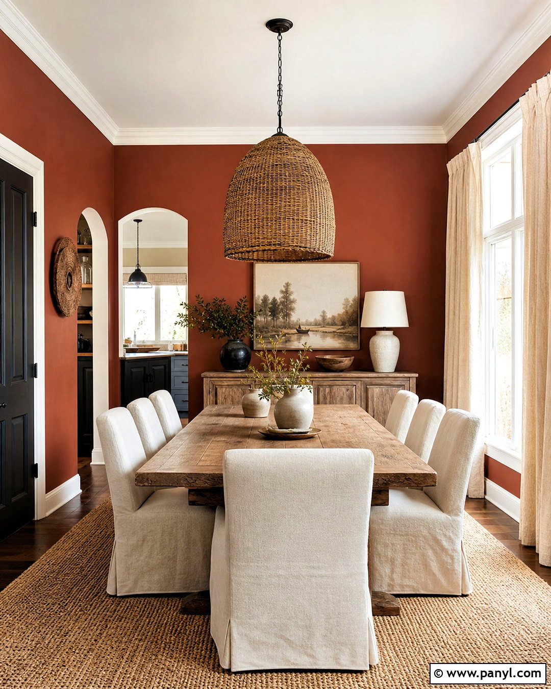 Clay Red And Linen Dining Room Color Scheme - 20 home colour design ideas