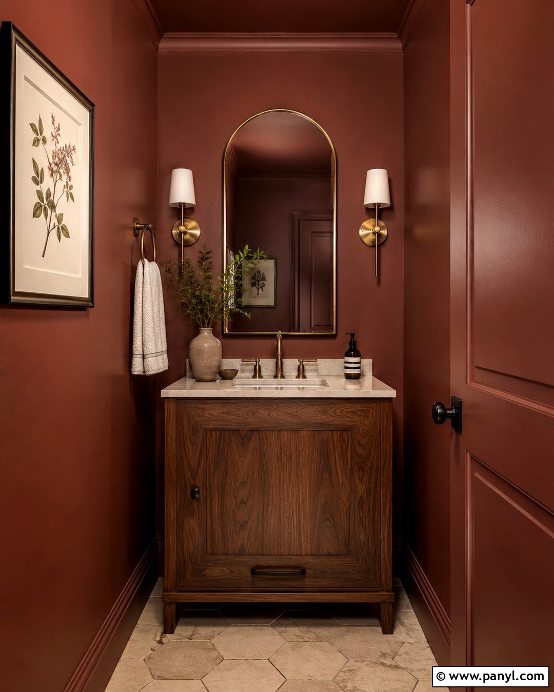 Clay Red Powder Room - 20 Painted Wall Colors