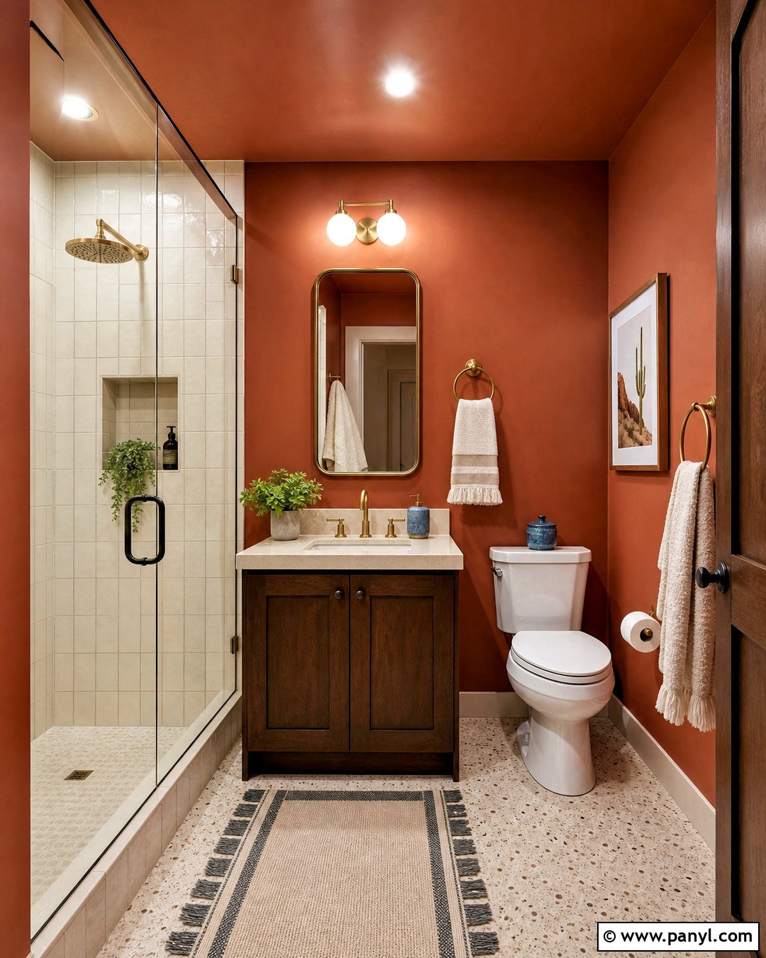 Clay Red Small Bathroom - 20 bathroom color ideas for small bathrooms