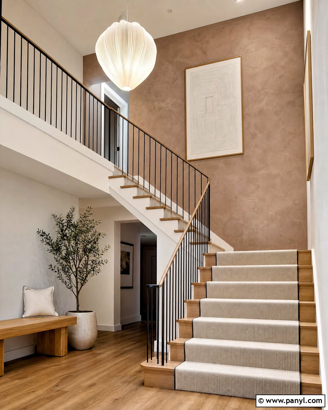 Clay Staircase Lime Wash Accent Wall - 20 lime wash accent wall ideas