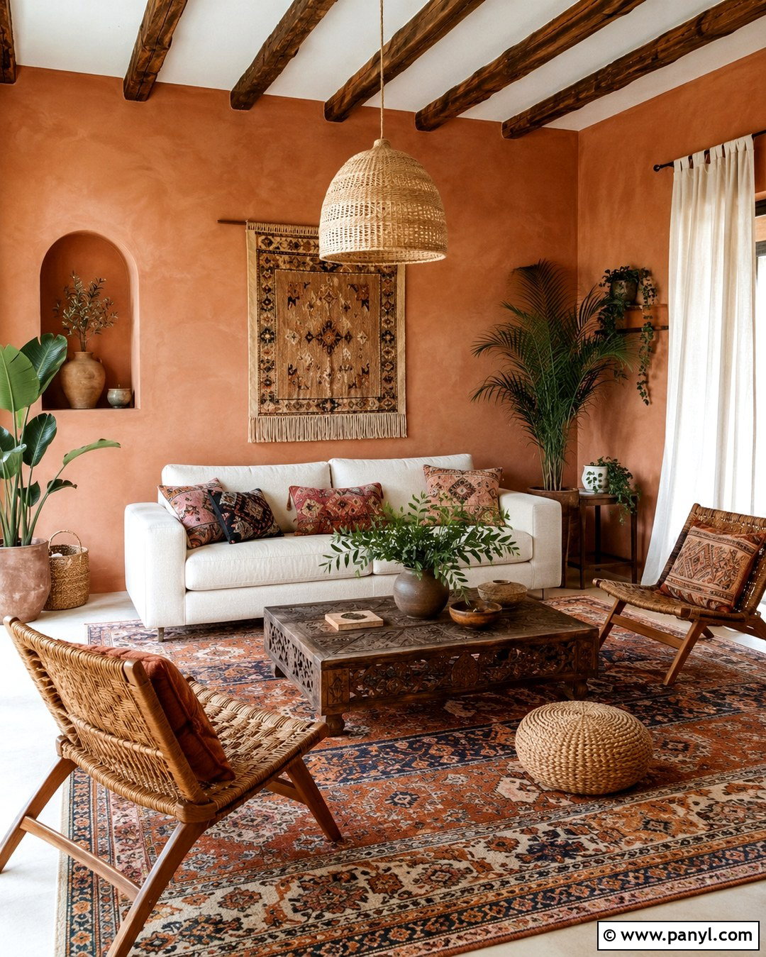 Clay Walls With Boho Decor - 20 Clay Color Painted Walls