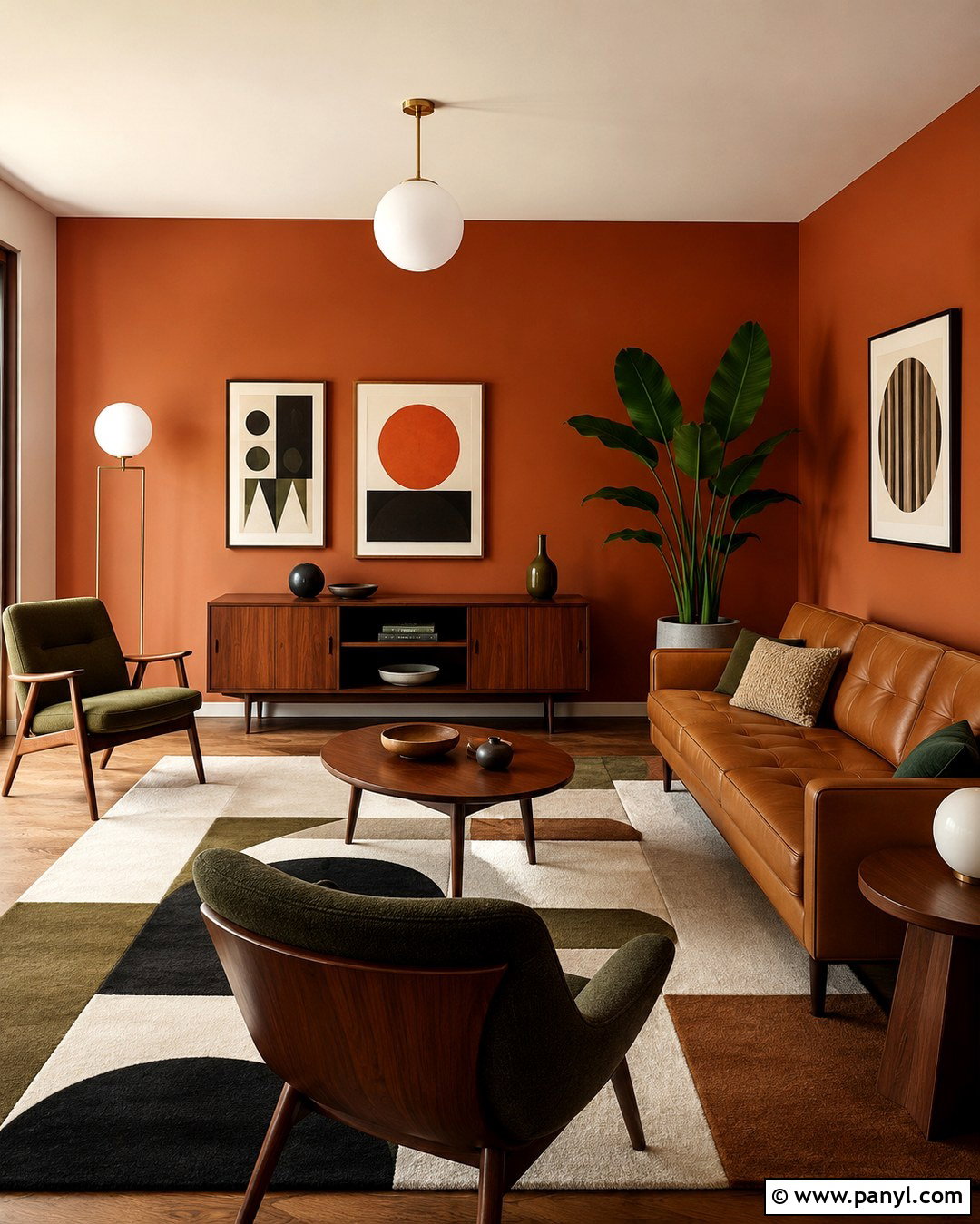 Clay Walls With Midcentury Furniture - 20 Clay Color Painted Walls