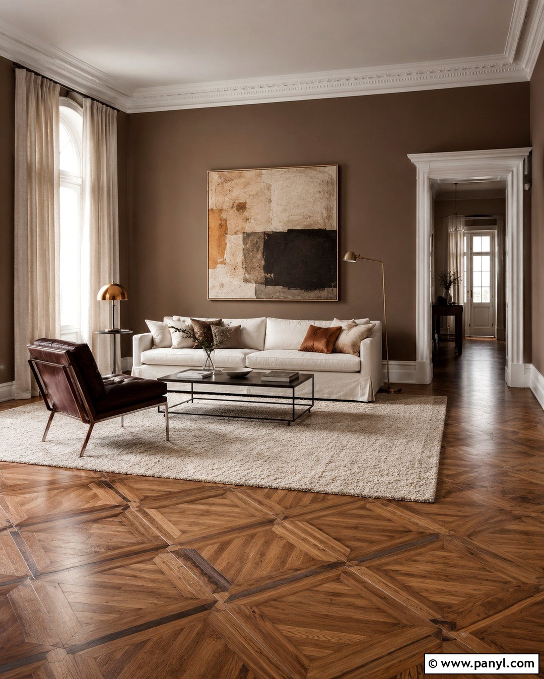 Clay Walls With Parquet Wood Floors - 20 Wood Floor Wall Paint Color Ideas