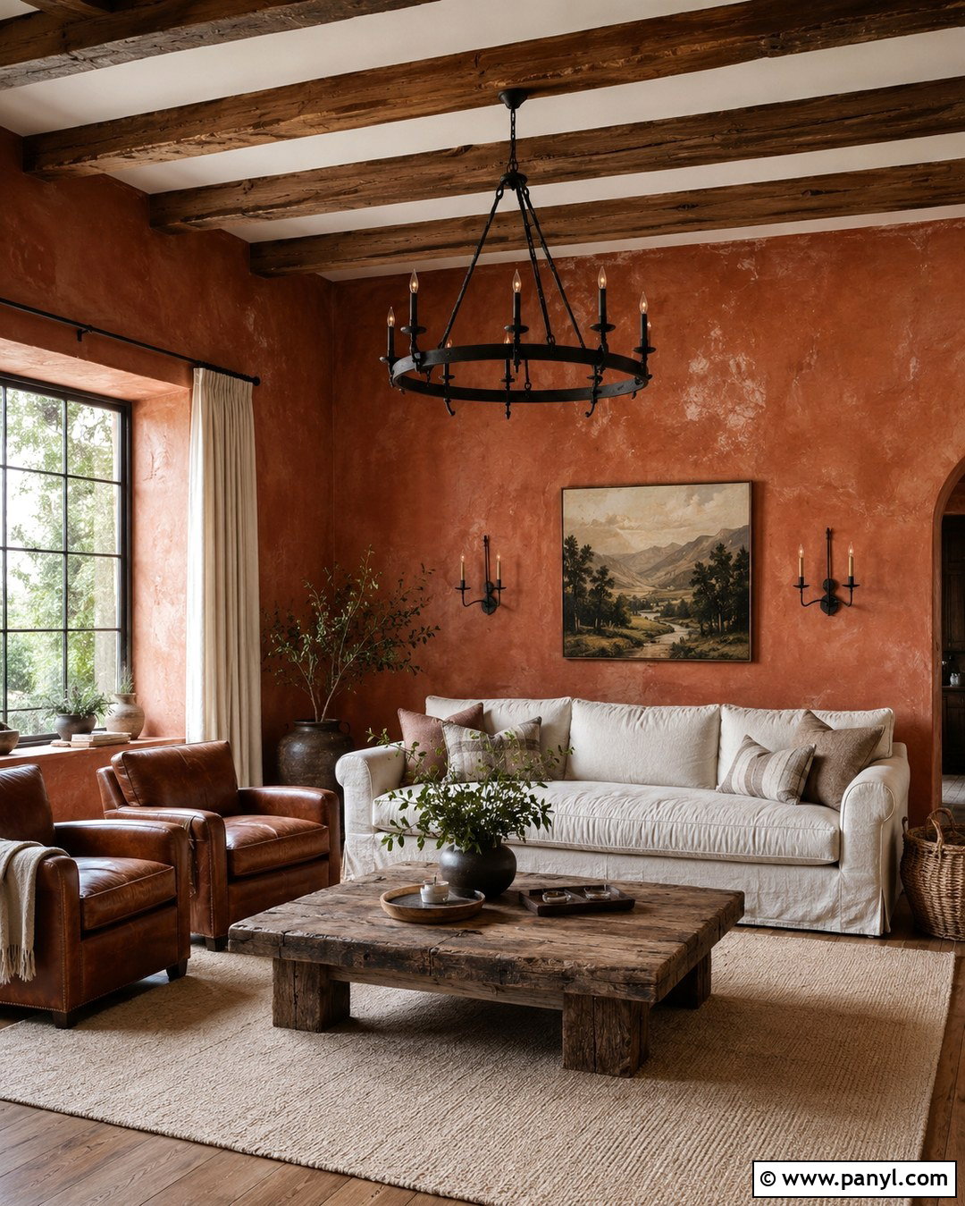 Clay Walls With Rustic Wood Beams - 20 Clay Color Painted Walls