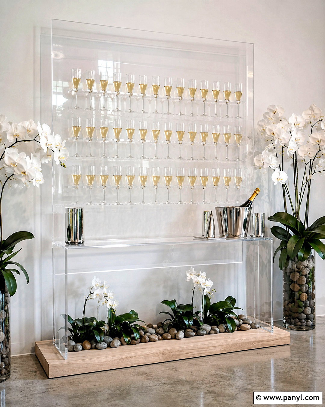 Clear Acrylic Champagne Wall - 20 diy champagne wall ideas