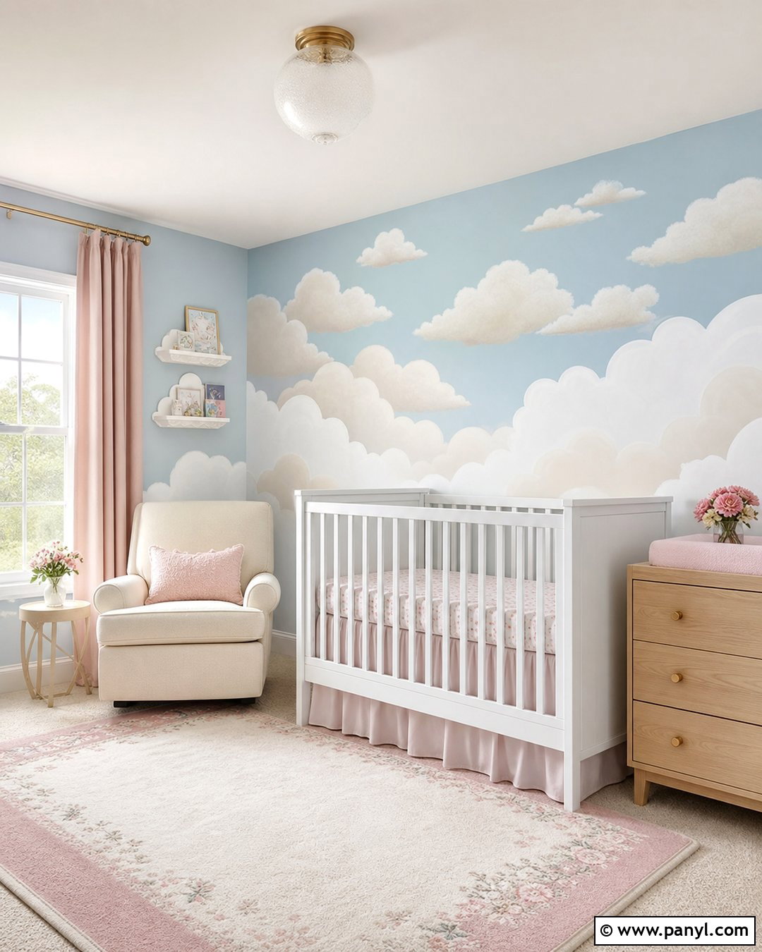 Cloud Baby Girl Accent Wall - 25 Baby Girl Accent Wall Ideas