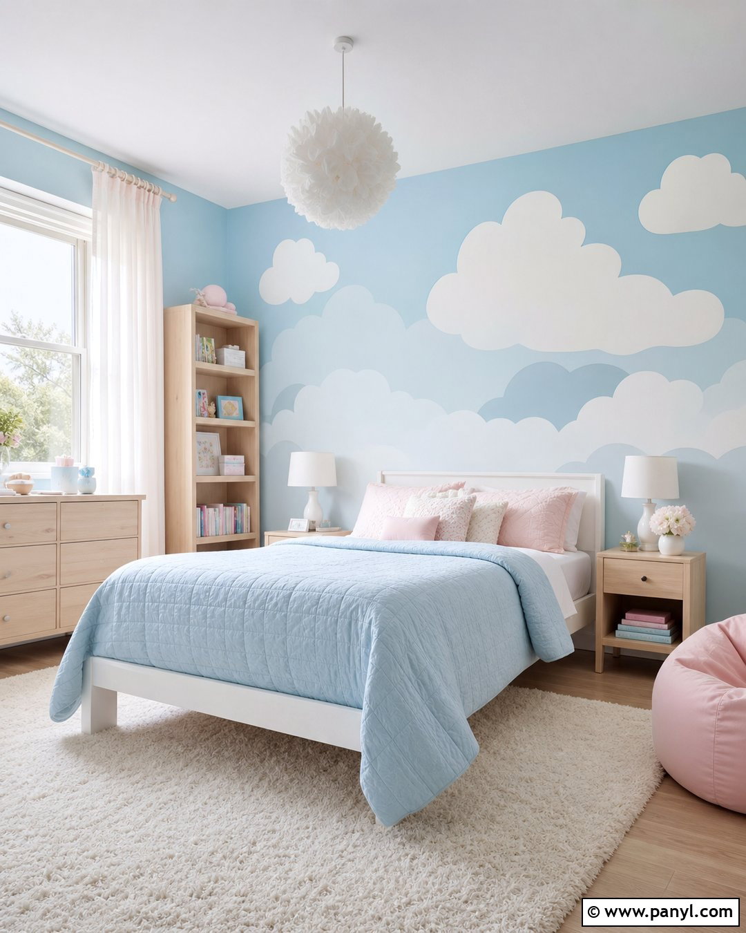 Cloud Girls Room Accent Wall - 25 Accent Wall For Girls Room Ideas