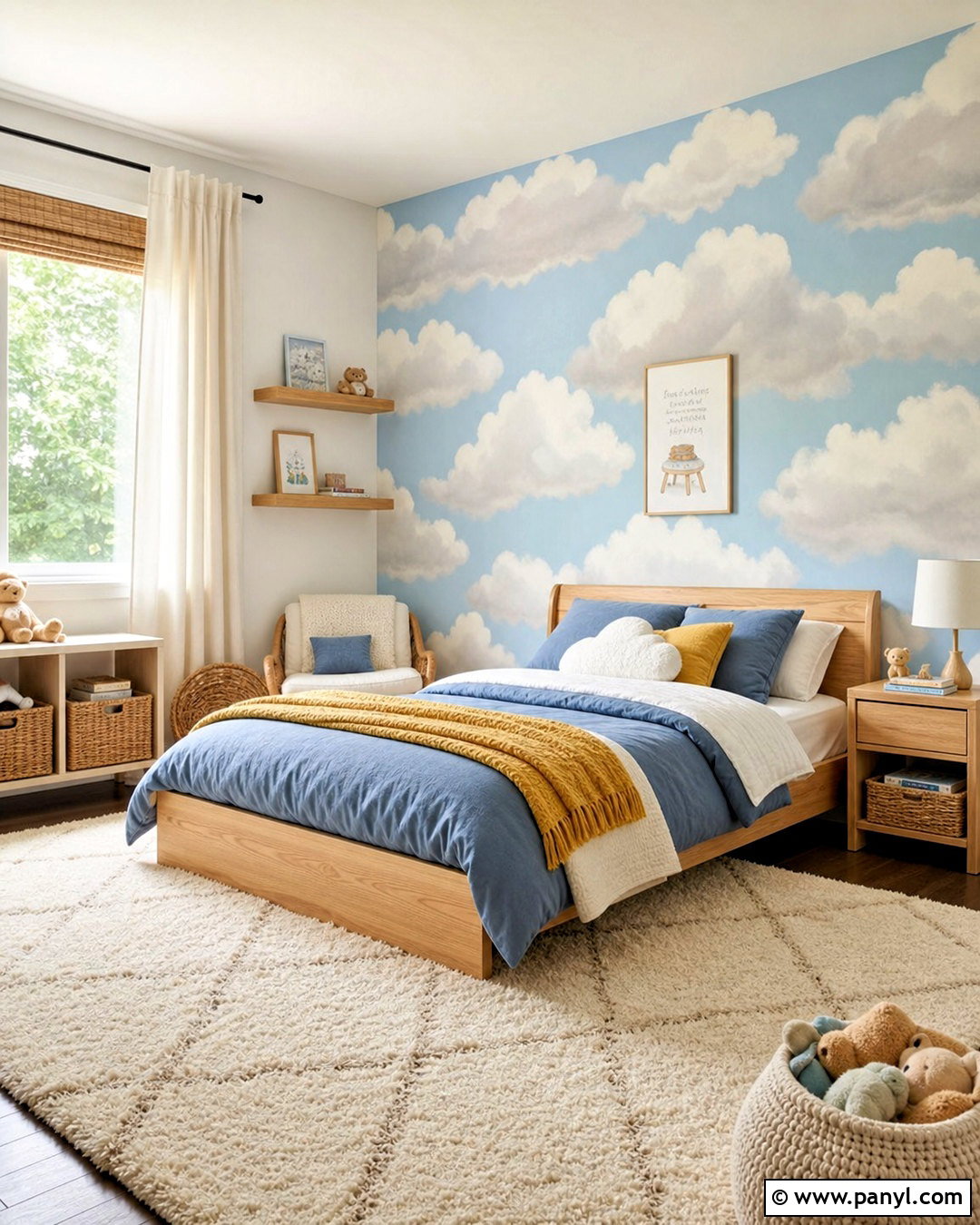 Cloud Kids Room Accent Wall - 20 accent wall kids room ideas