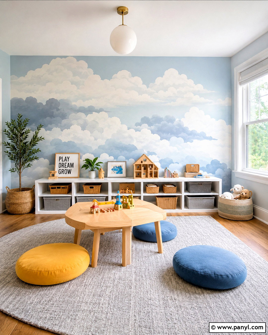 Cloud Mural Accent Wall - 20 hand painted accent wall ideas