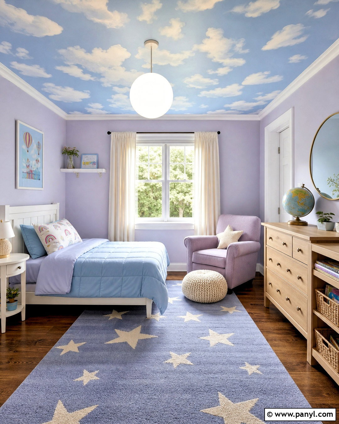Cloud Wallpaper With Lavender Paint - 20 wallpaper combo ideas