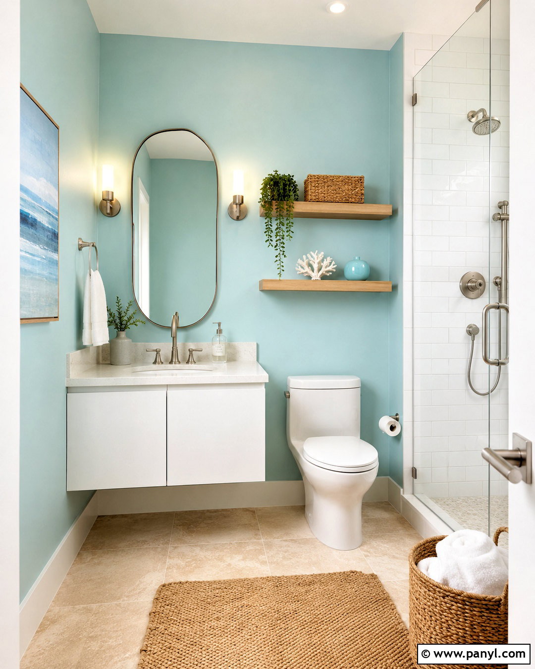 Coastal Aqua Small Bathroom Walls - 35 small bathroom wall colors