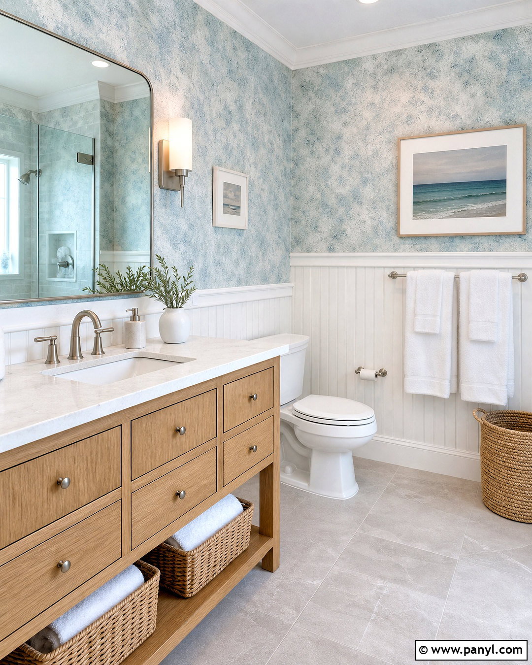 Coastal Bathroom Sponge Wall - 20 sponge wall diy ideas