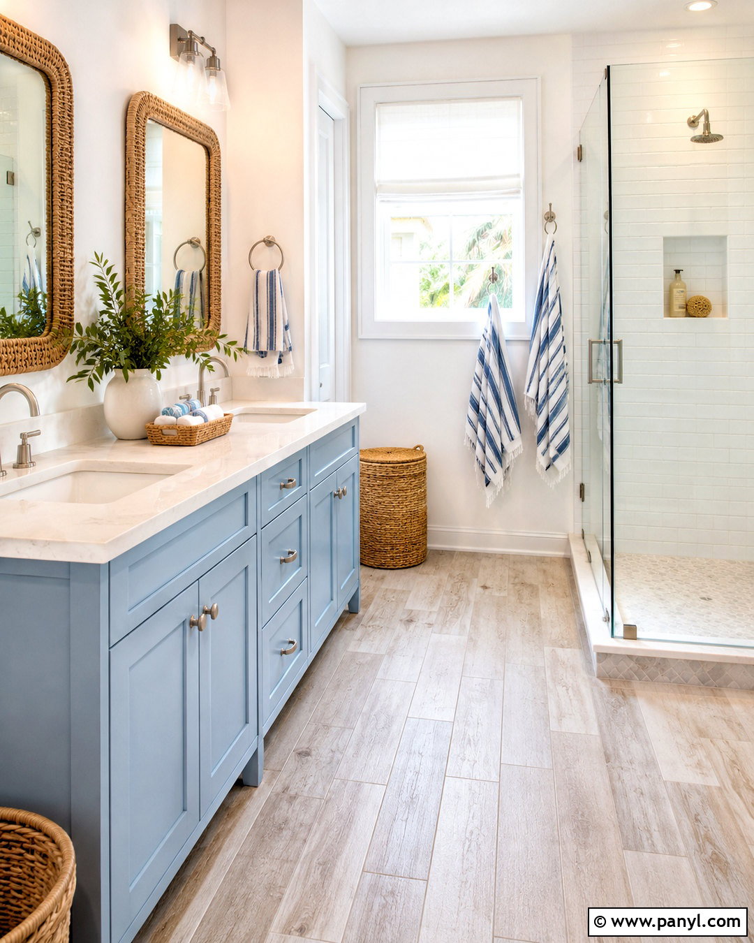 Coastal Bathroom With White Walls - 20 White Walls In Bathroom Ideas