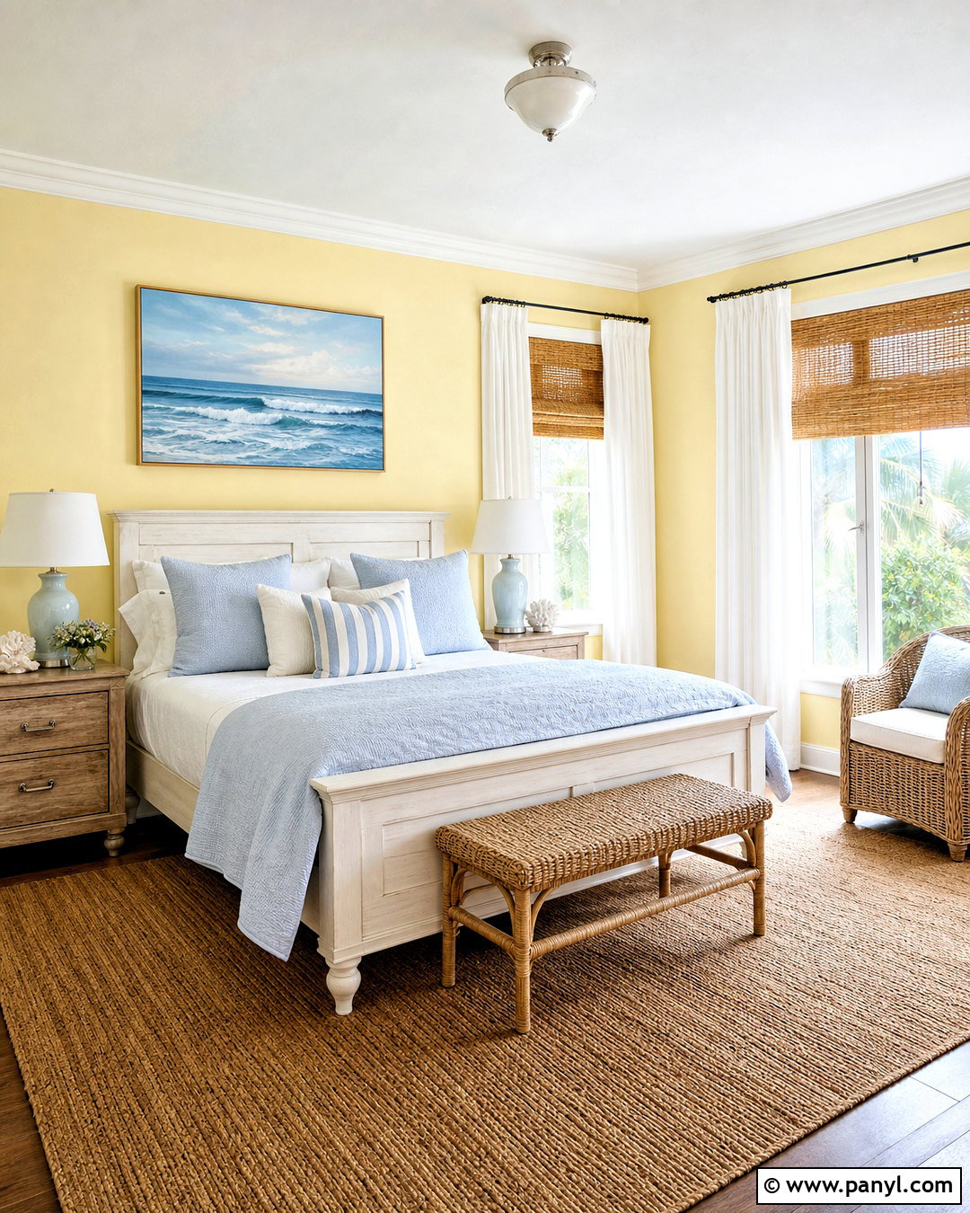 Coastal Bedroom With Pale Yellow Walls - 20 pale yellow bedroom walls