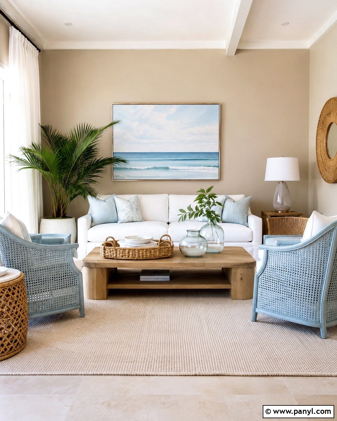 Coastal Beige Feature Wall Living Room - 20 Beige Feature Wall Living Rooms