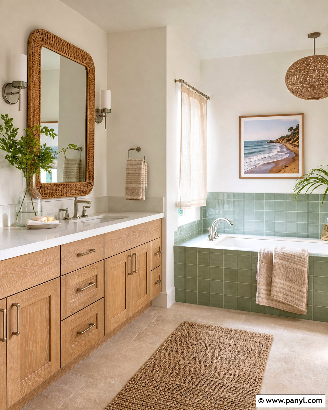 Coastal Beige and Green Bathroom - 20 beige and green bathroom ideas