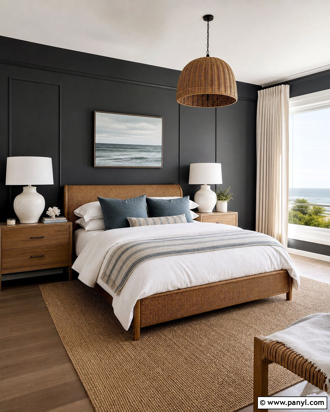 Coastal Black Feature Wall Bedroom - 35 black feature wall bedroom ideas