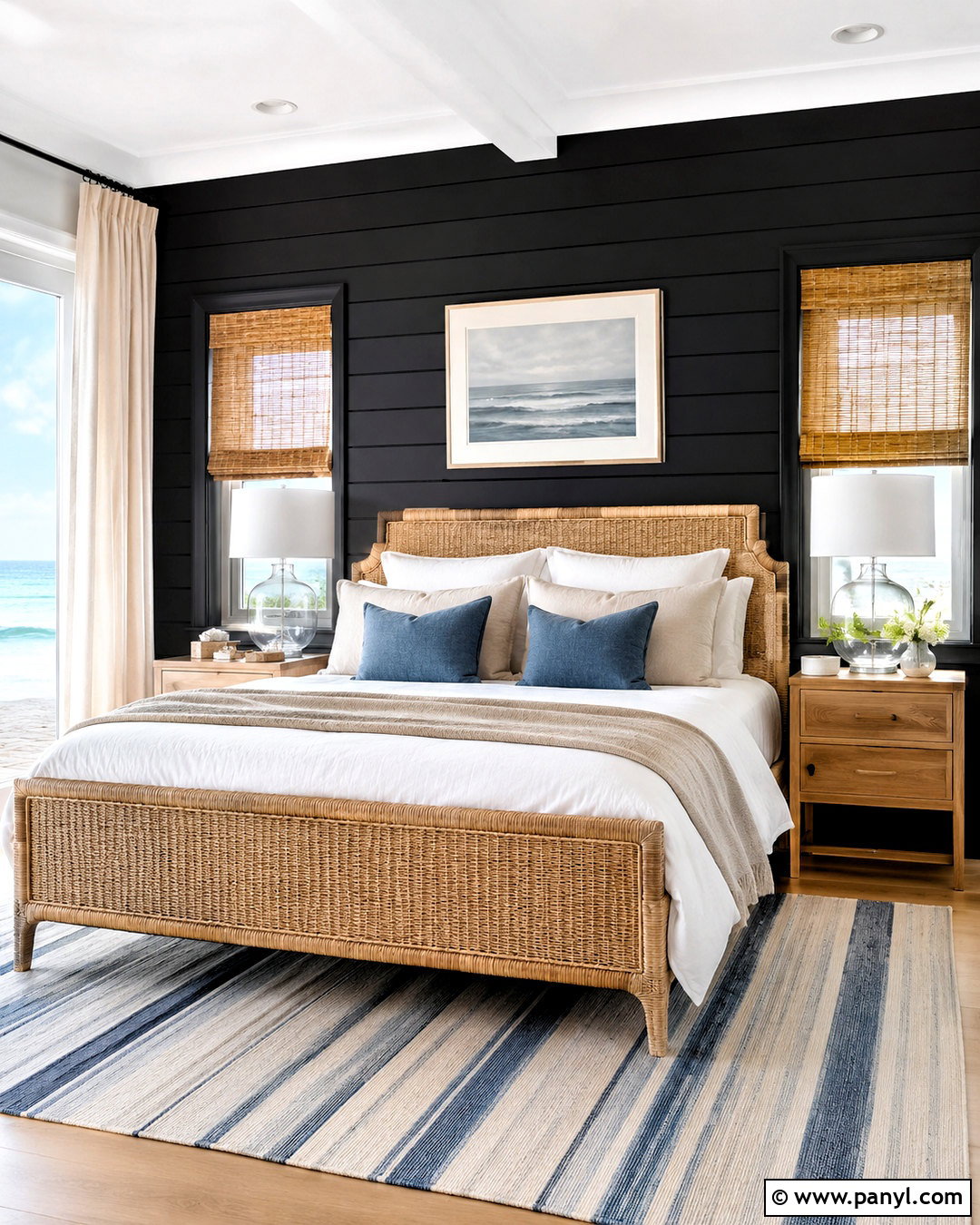 Coastal Black Shiplap Bedroom - 20 black shiplap wall bedroom ideas