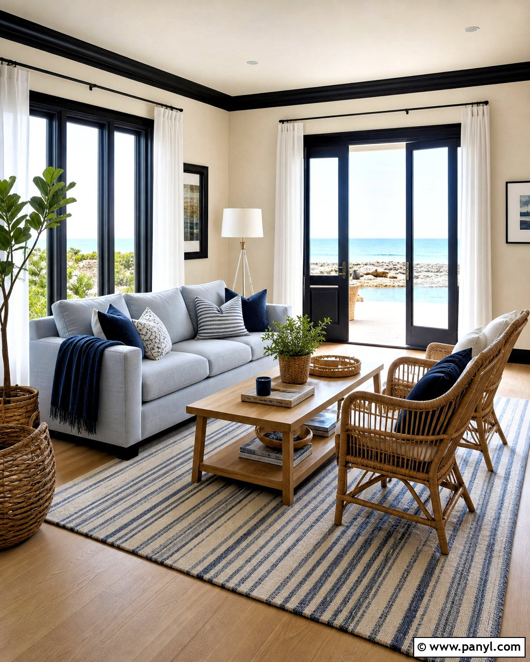 Coastal Black Trim Living Room - 20 black trim interior living rooms