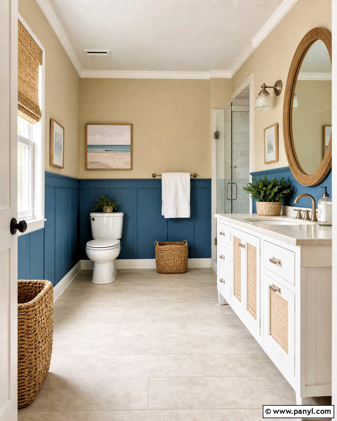 Coastal Blue And Sand Bathroom Walls - 20 two tone bathroom walls