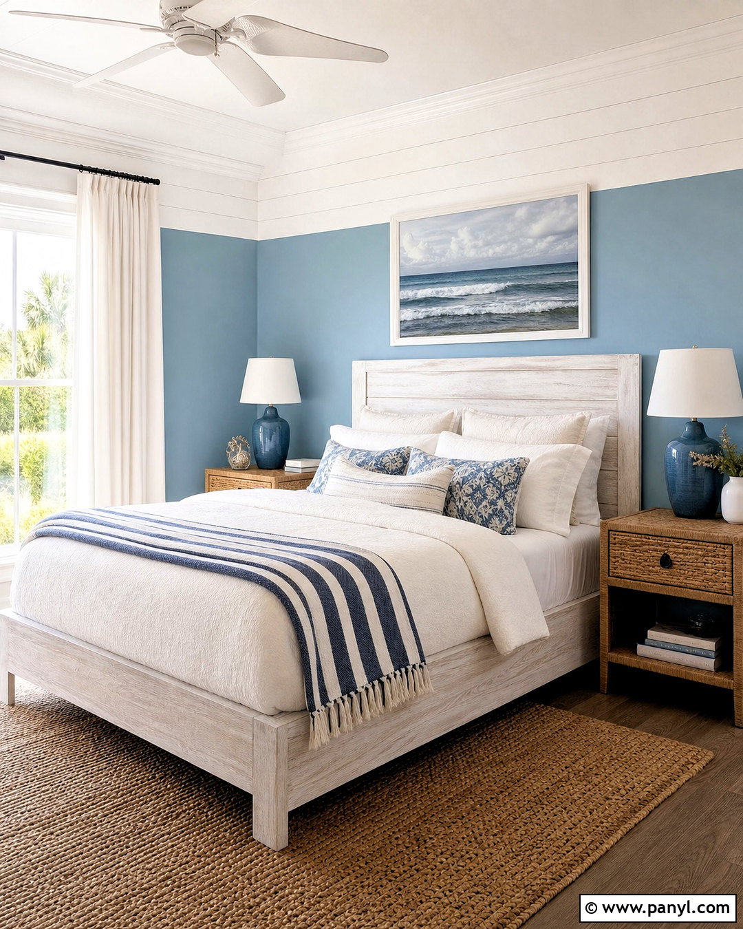 Coastal Blue And White Two Tone Bedroom Walls - 20 two tone painted walls