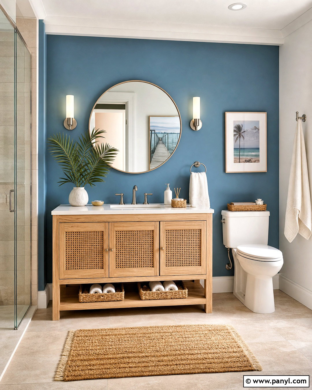 Coastal Blue Bathroom Accent Wall - 20 blue accent wall bathroom ideas