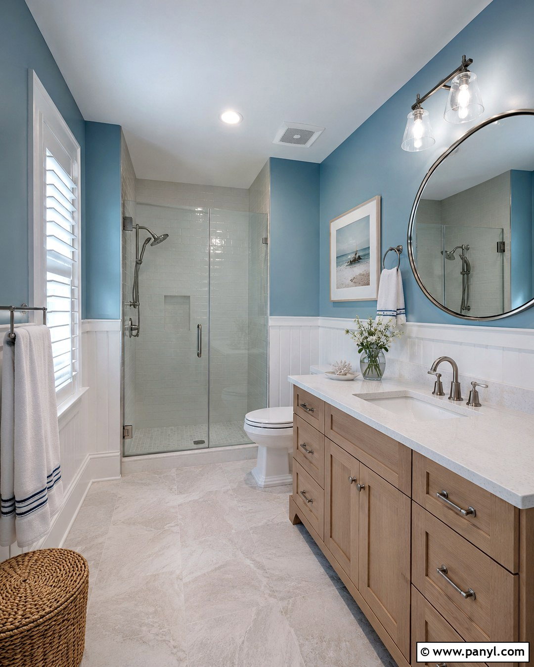 Coastal Blue Bathroom Walls - 20 Blue Shades Wall Paint Ideas
