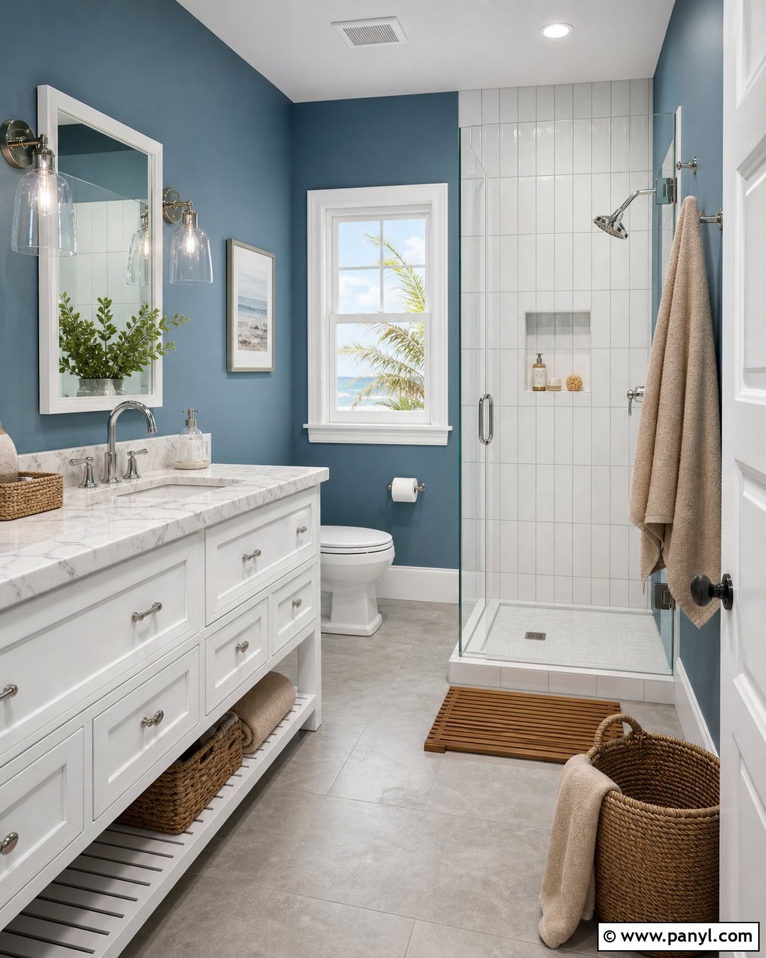 Coastal Blue Bathroom Walls - 20 Calming Blue Wall Color Ideas