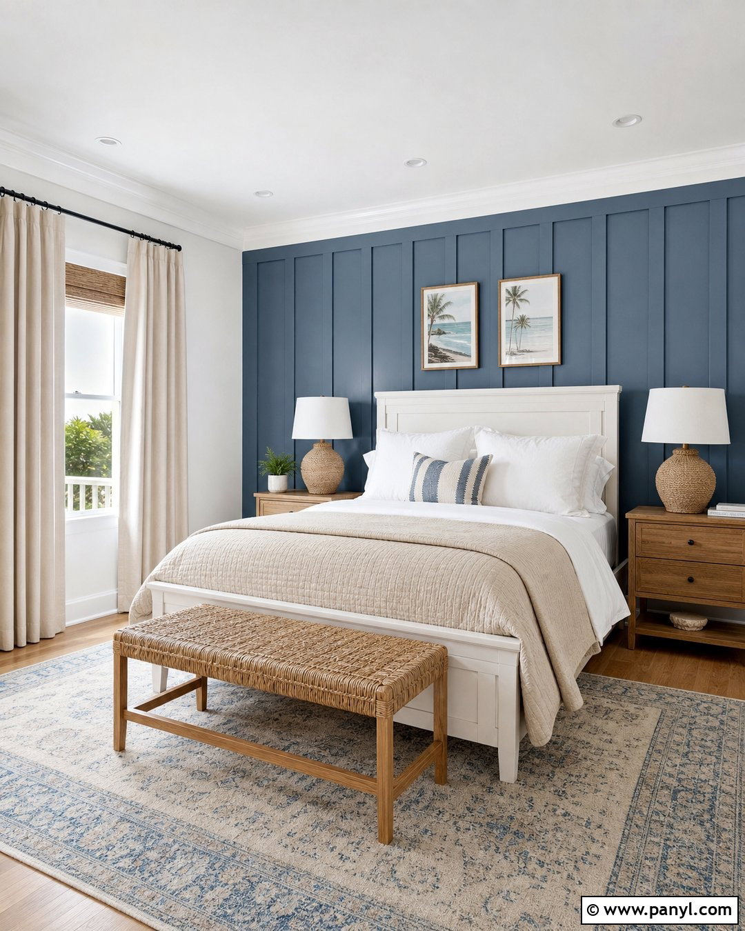 Coastal Blue Board And Batten Wall - 20 Accent Blue Wall Ideas