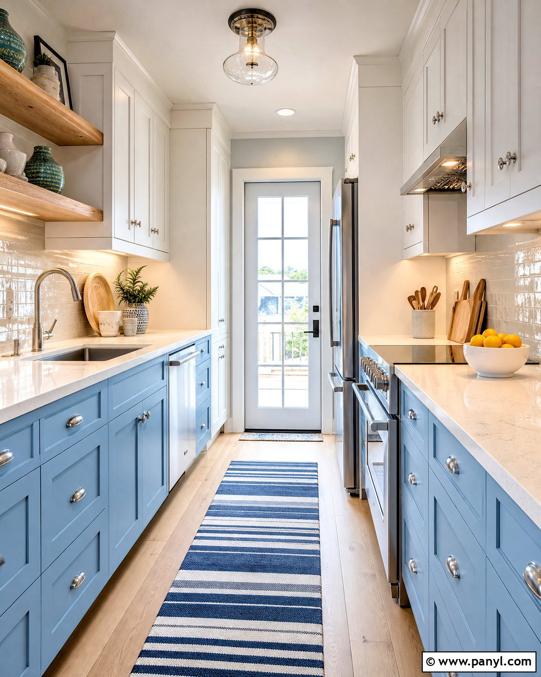 Coastal Blue Galley Kitchen - 20 coastal blue kitchen ideas
