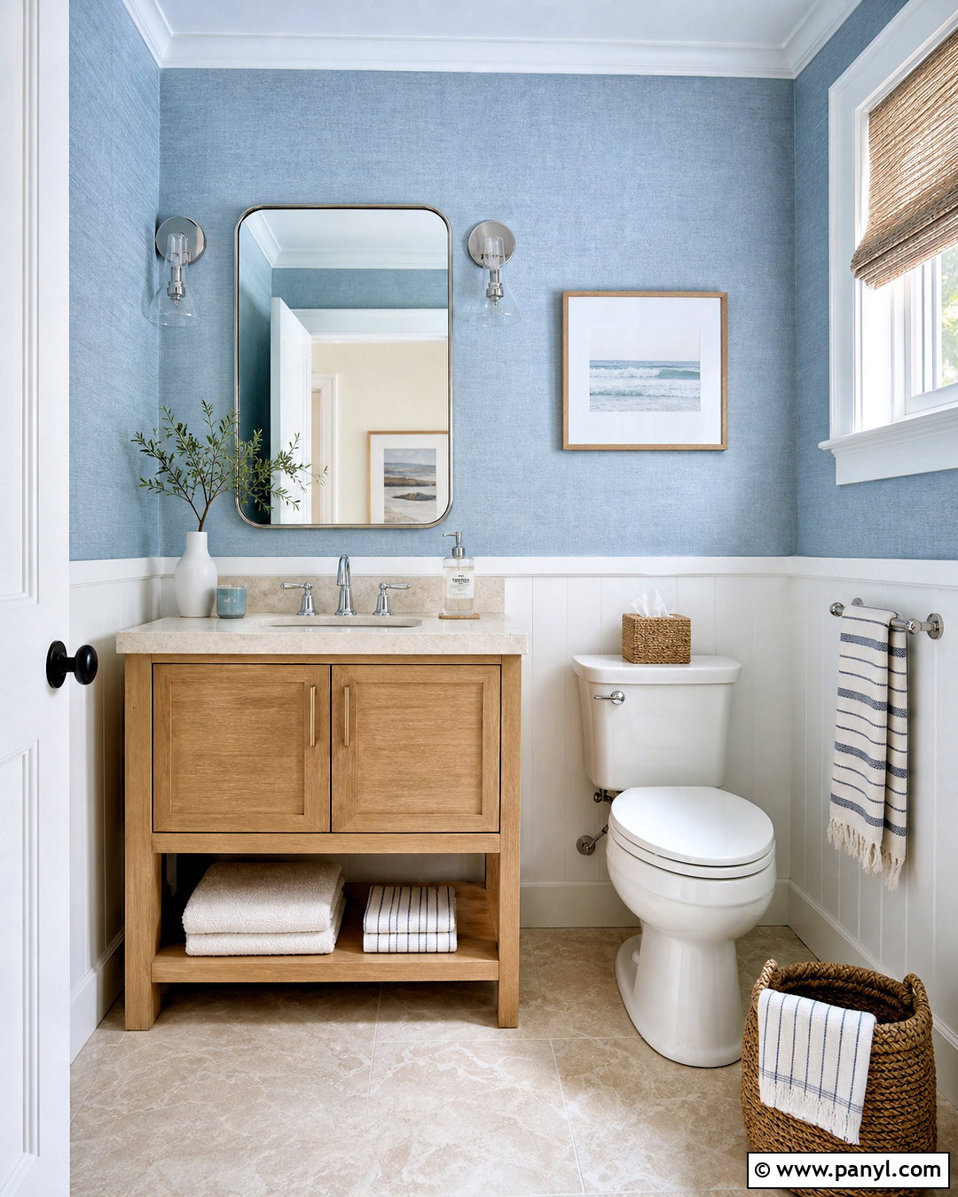 Coastal Blue Half Bathroom - 20 half bathroom inspiration ideas