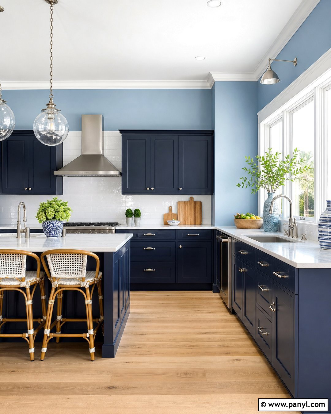 Coastal Blue Kitchen Walls With Dark Navy Cabinets - 20 Blue Kitchen Walls With Dark Cabinets