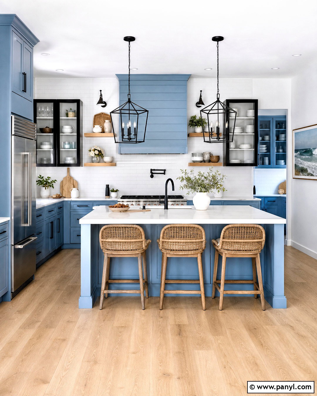 Coastal Blue Kitchen With Black Accents - 20 coastal blue kitchen ideas