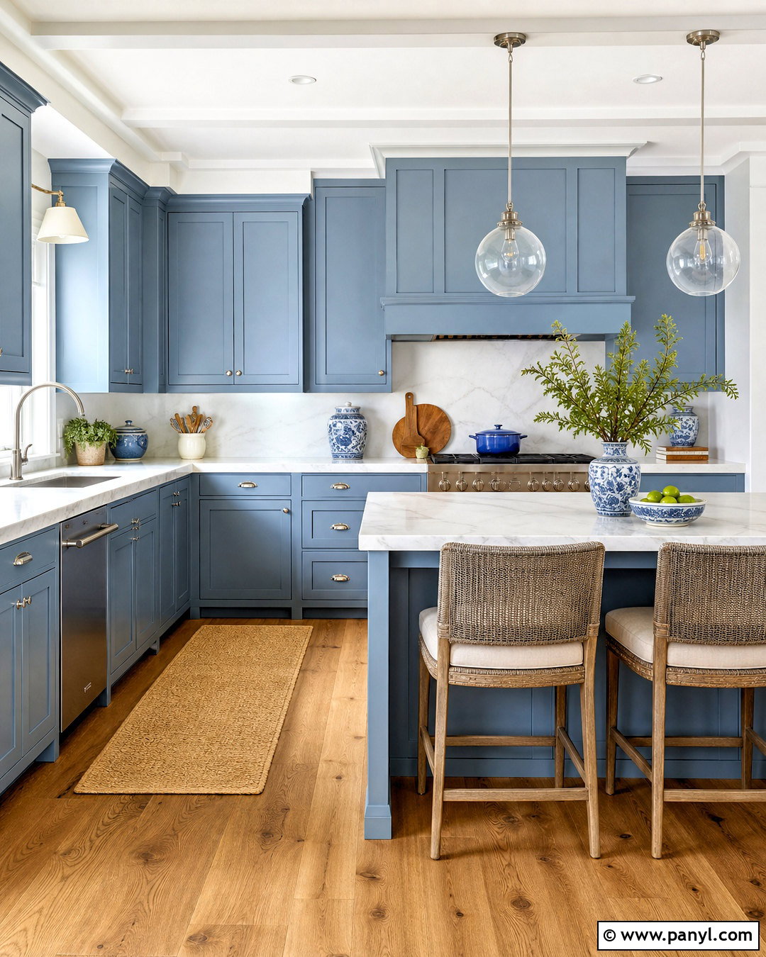 Coastal Blue Kitchen With Marble Counters - 20 coastal blue kitchen ideas
