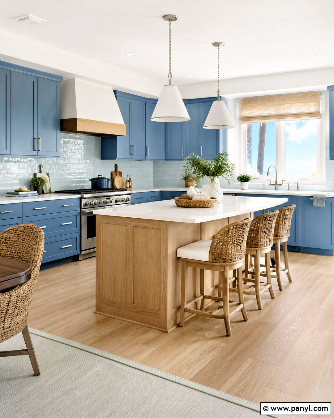 Coastal Blue Kitchen With White Oak - 20 blue kitchens ideas