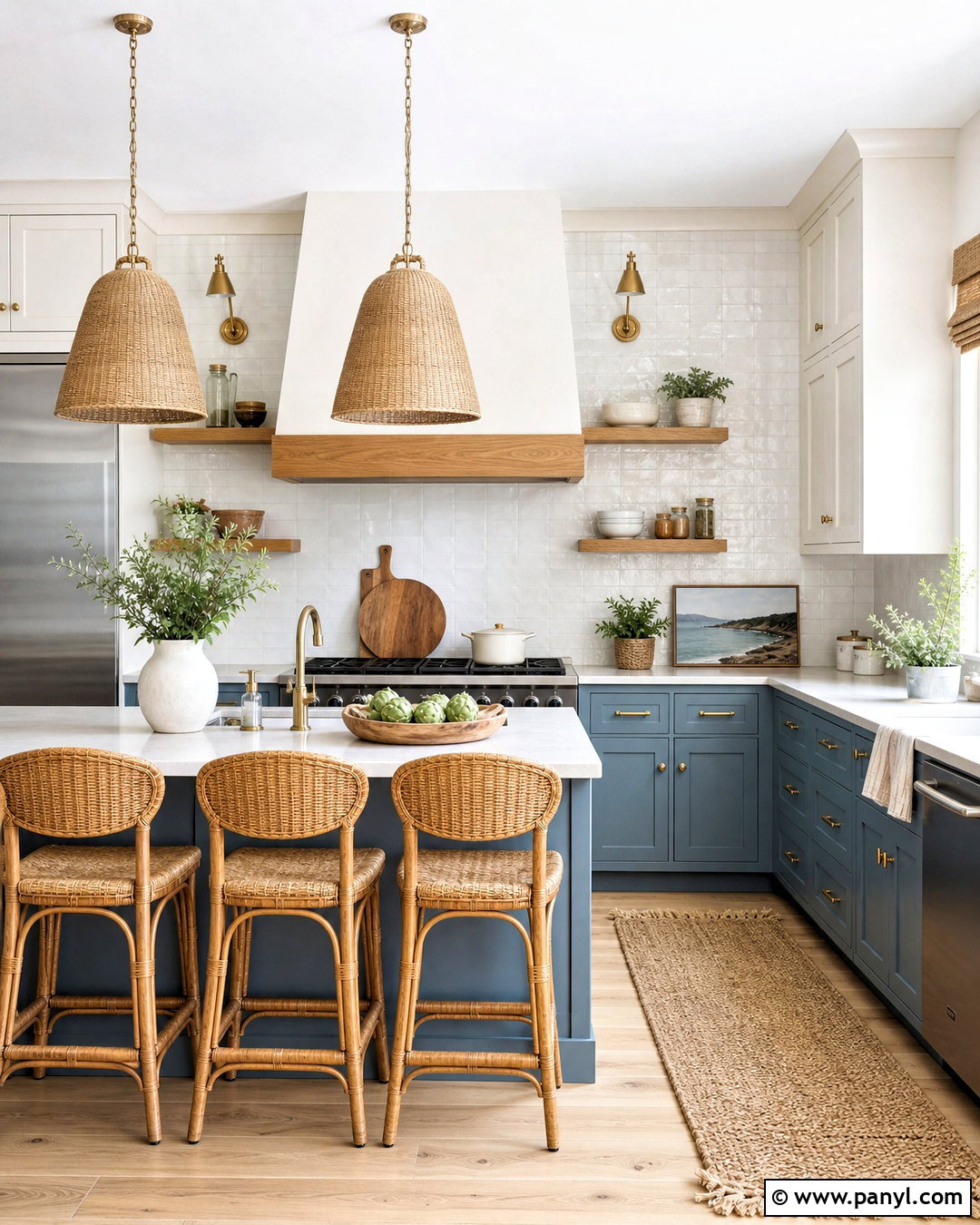 Coastal Blue Kitchen With Wood Accents - 20 coastal blue kitchen ideas