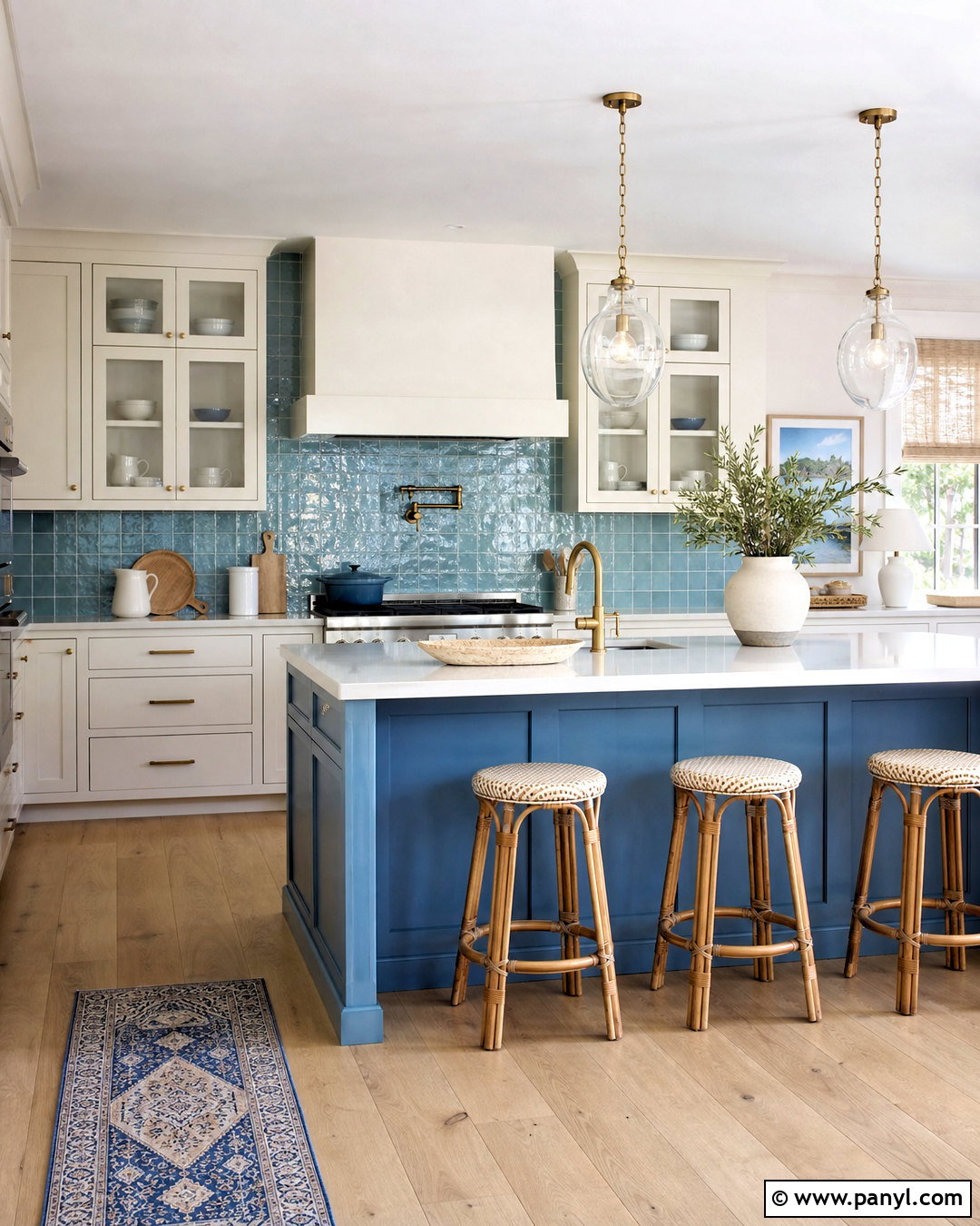 Coastal Blue Kitchen With Zellige Backsplash - 20 coastal blue kitchen ideas