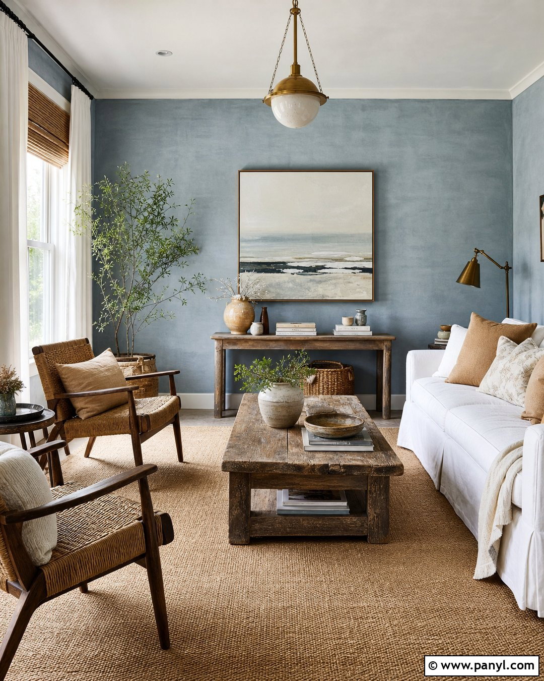 Coastal Blue Limewash Living Room - 50 Limewash Walls