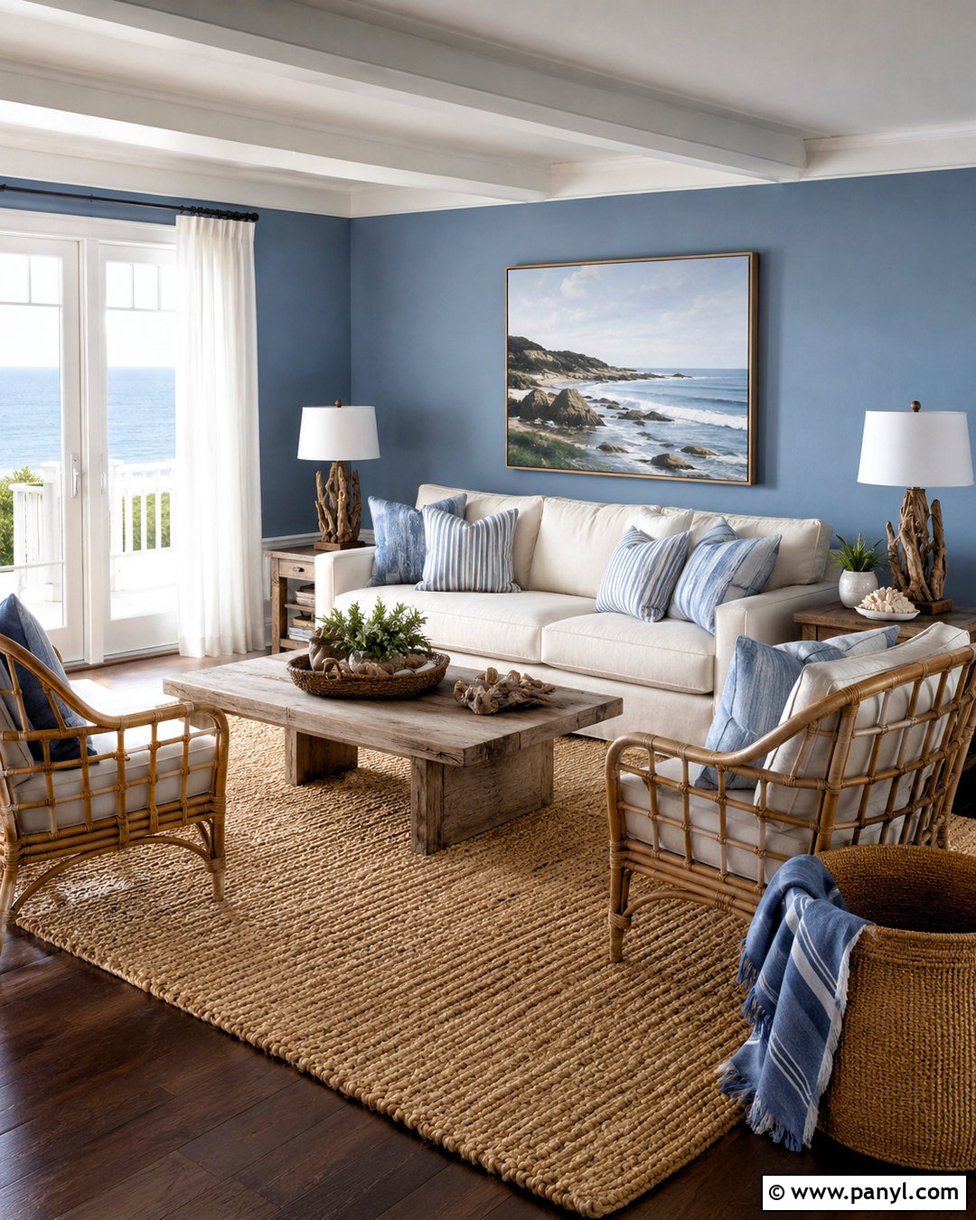 Coastal Blue Living Room - 20 blue paint living room ideas