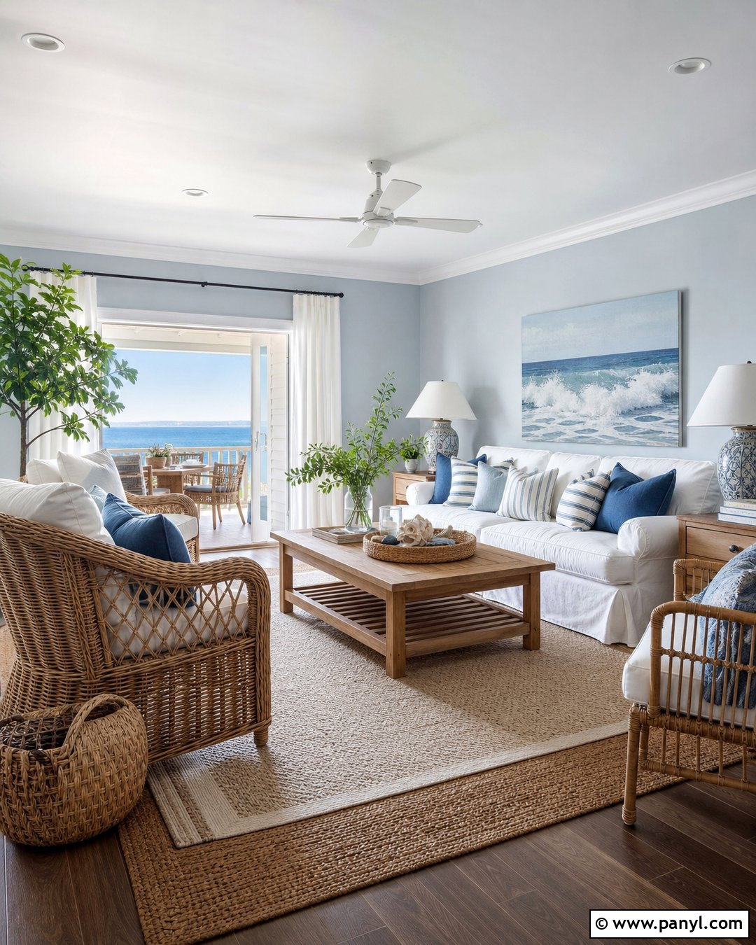 Coastal Blue Living Room Walls - 35 Blue Painted Walls