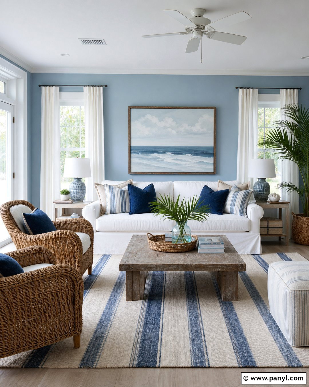 Coastal Blue Living Room Walls - 30 blue wall interior ideas