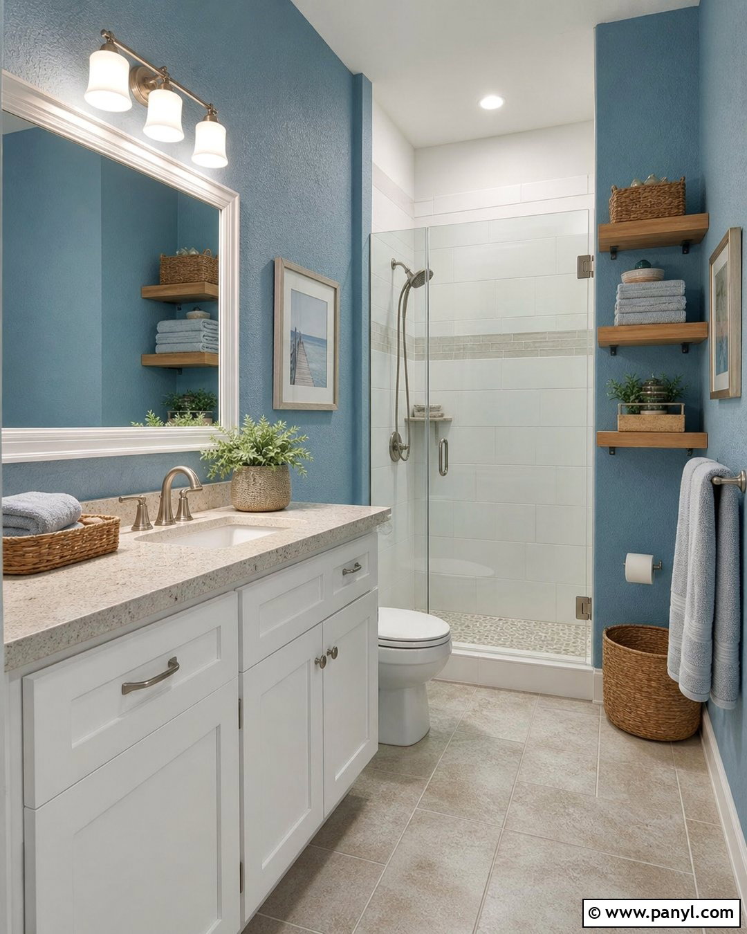 Coastal Blue Orange Peel Bathroom - 20 Orange Peel Wall Paint Ideas