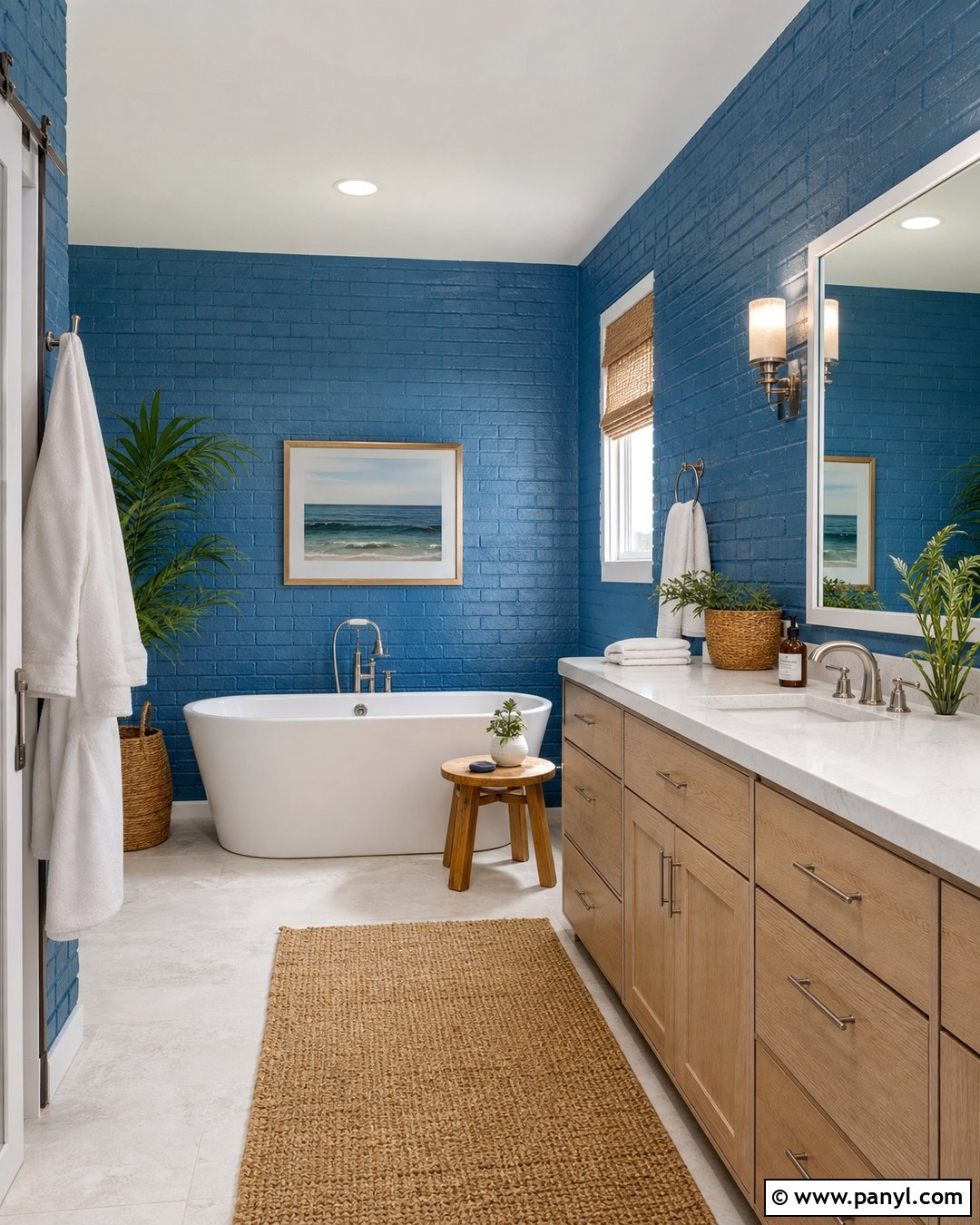 20 Blue Painted Brick Wall Ideas for Bold Modern Curb Appeal