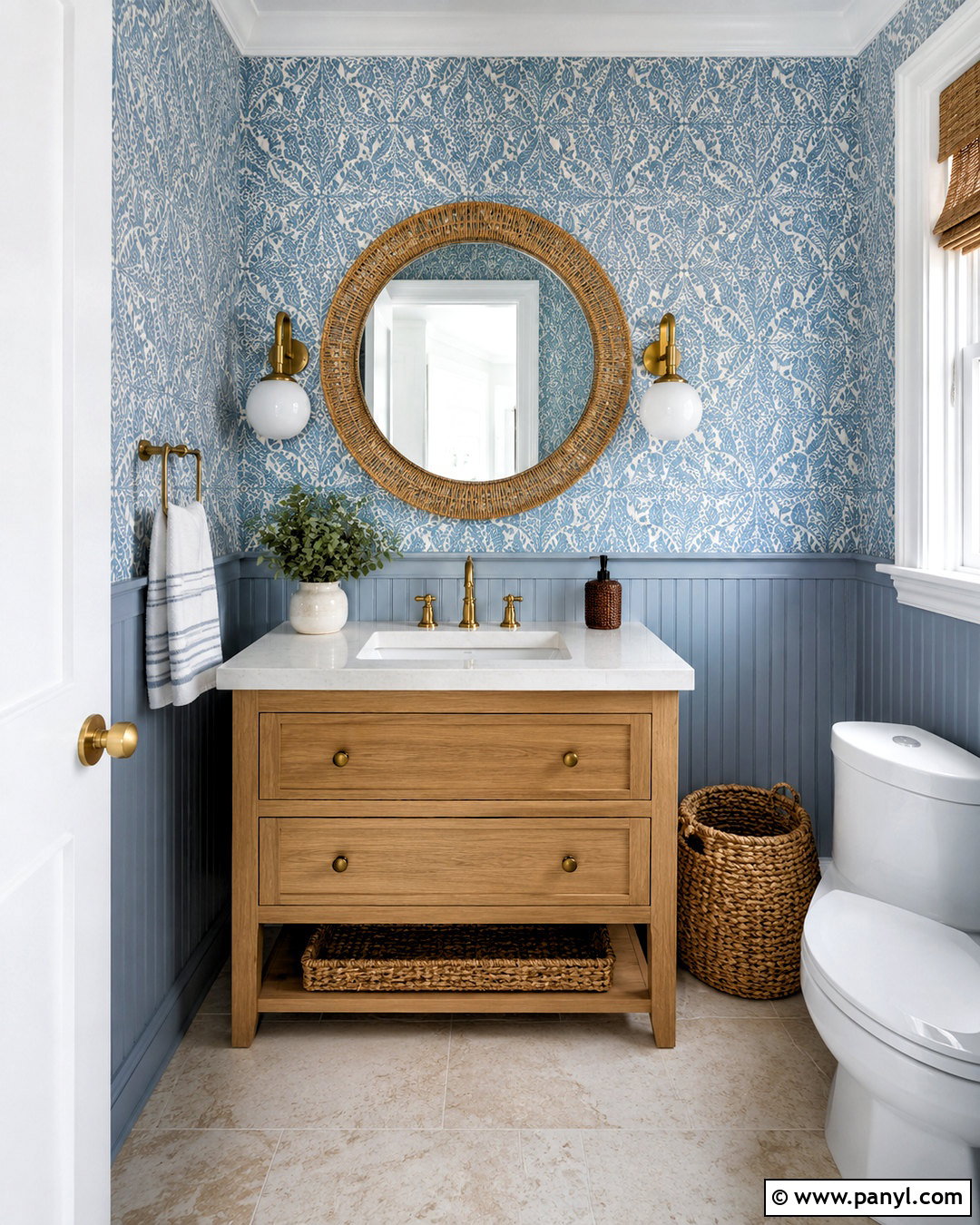 Coastal Blue Powder Room - 20 powder room bathroom ideas
